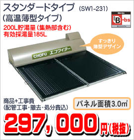 SW1-231 スタンダードタイプ（高温薄型タイプ） 297,000円（税抜）